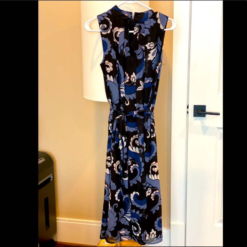Ann Taylor Blue Sleeveless Dress with Paisley Pattern